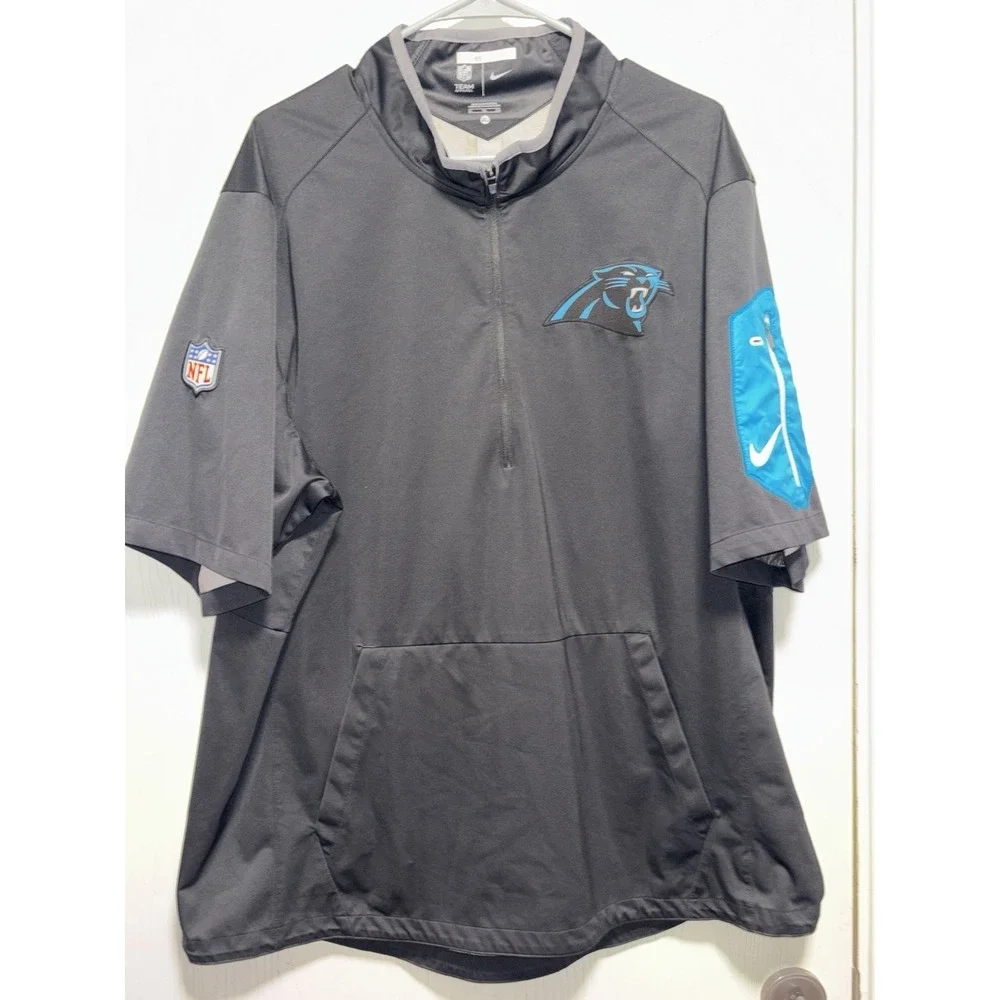 Nike NFL On Field Carolina Panthers 1/4 Zip Short Sleeve Pullover Windbreaker XL